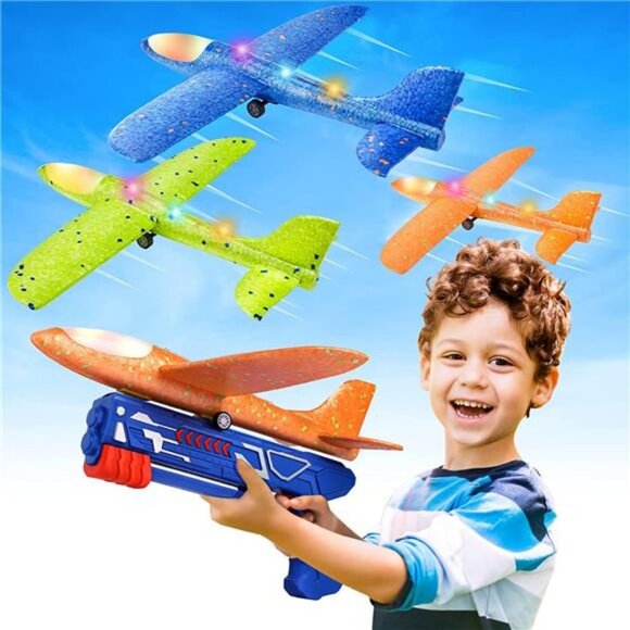 3 Pack Airplane Launcher Toys, 2 Flight Modes LED Foam Glider Catapult Plane Toy - Picture 1 of 7